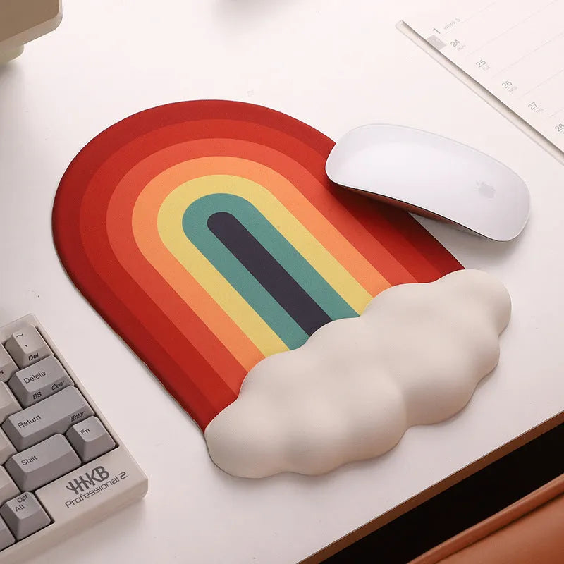 Silica gel wrist rest mouse pad and keyboard support with cloud pattern design on silicone material
