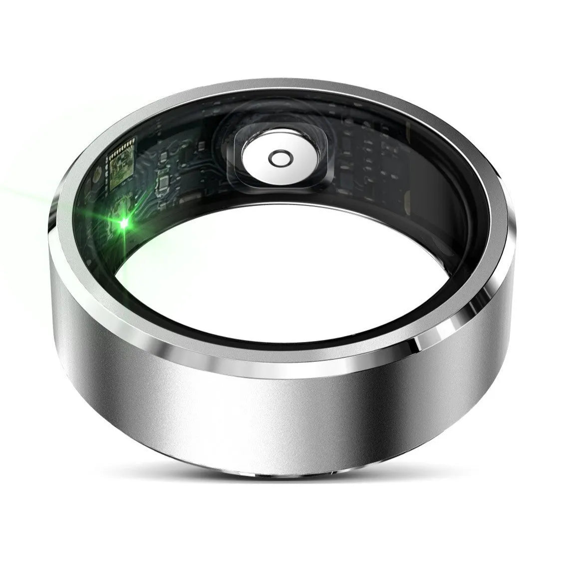 Smart ring with heart rate and sleep tracking, waterproof to 30 metres, stainless steel band, available in pink gold and silver