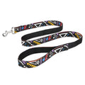 Black pet traction rope with plaid stripe pattern, 120cm long with hand holding loop.