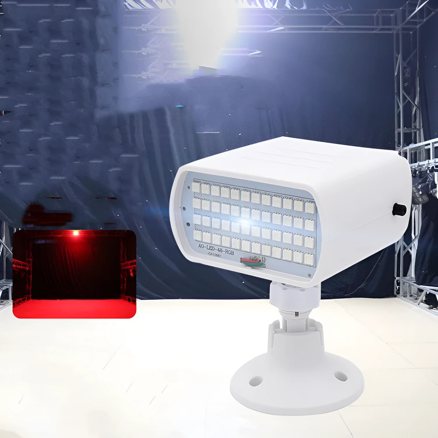 Sound Control 48 LED Stage Strobe Light unit showing compact rectangular design with multiple LED bulbs.