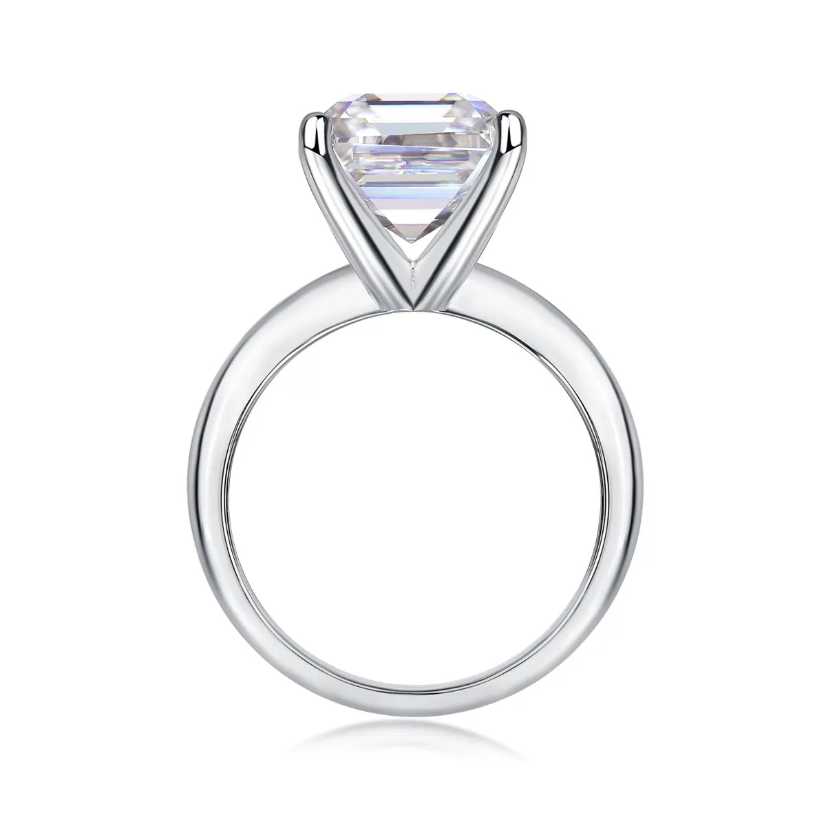 Heart-shaped moissanite wedding ring set in S925 silver with platinum plating, square 10*10 mm stone, gift box packaging