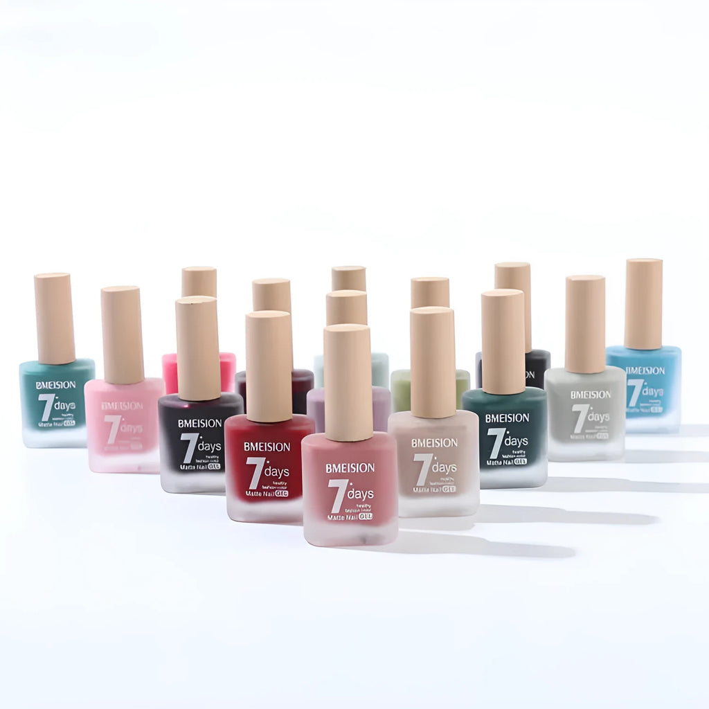 Frosted no-baking quick-drying matte nail polish in 30 colours including nude, wine red, lavender, and grey blue