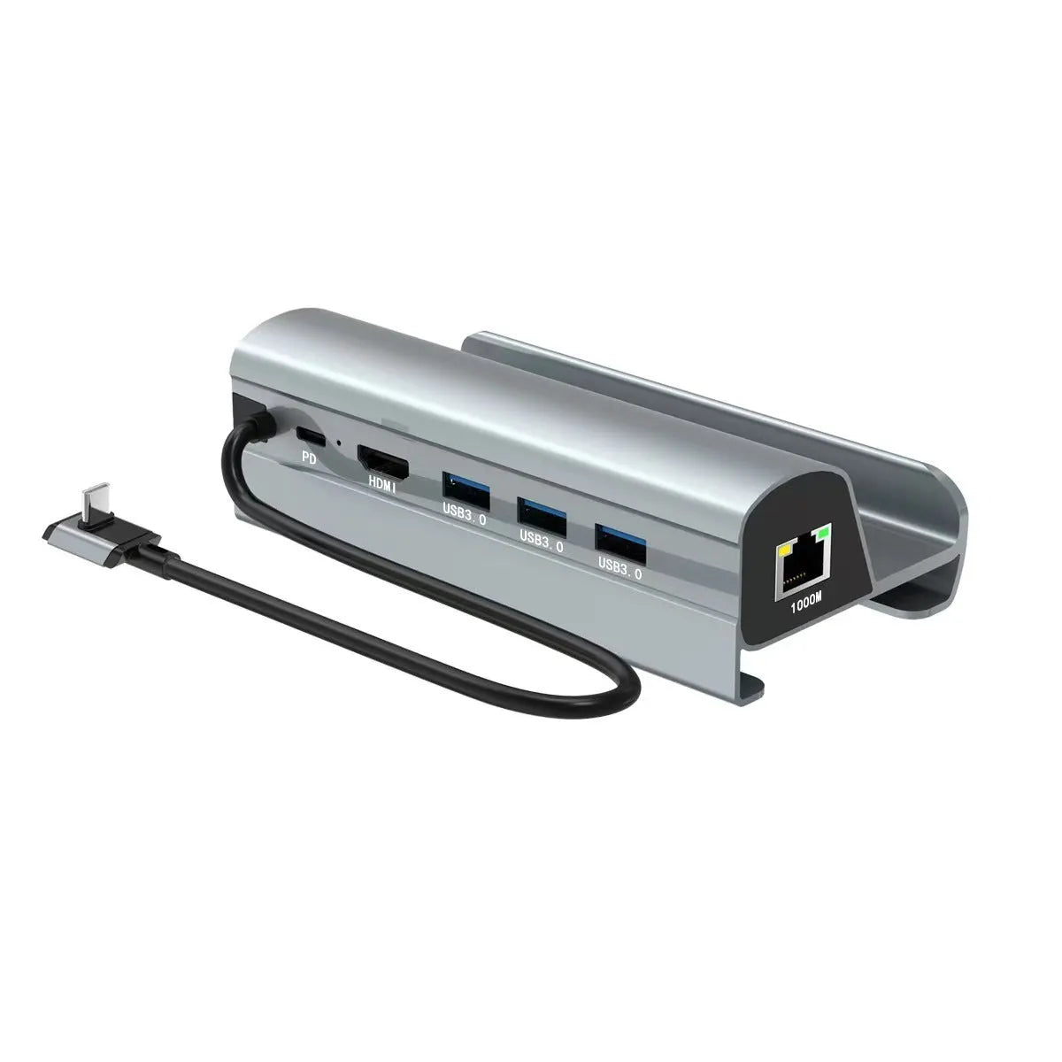 Aluminium alloy 6-in-1 docking station for Steam Deck with Type C interface on a desk