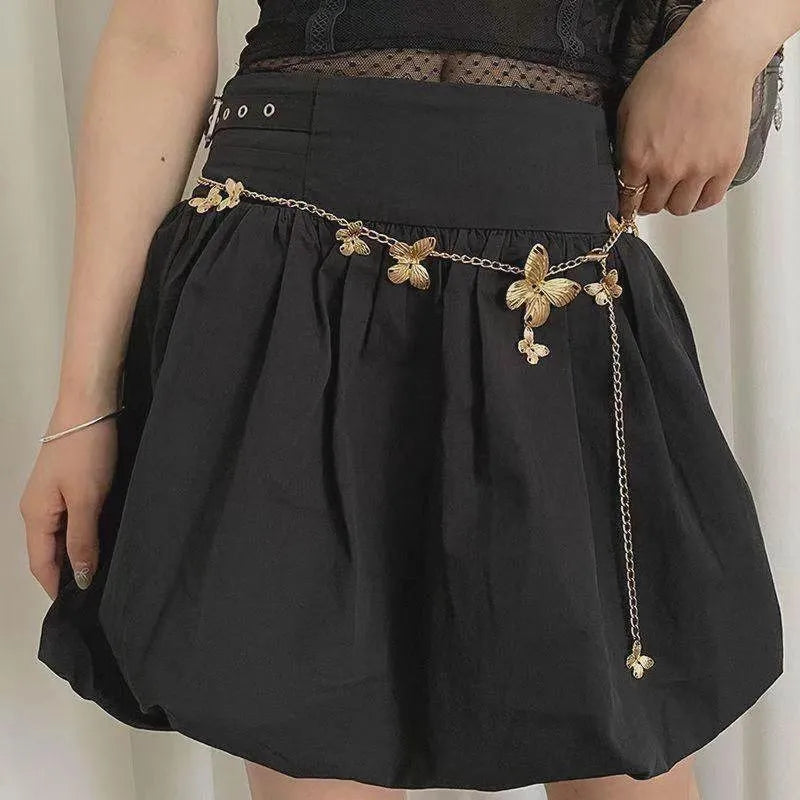 Gold butterfly waist chain body jewellery with retro styling and adjustable 104cm length