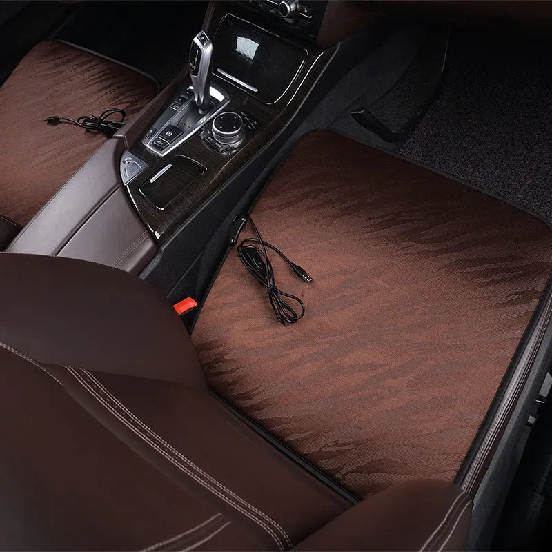 Black car heating cushion small square 45x45cm with USB cable and crystal linen fabric on car seat
