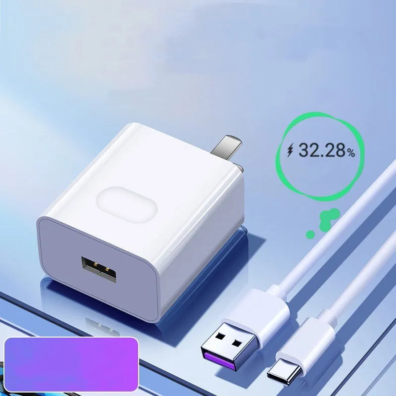 White 40W fast charger set with QC3.0 protocol and 5A charging cable for mobile phones