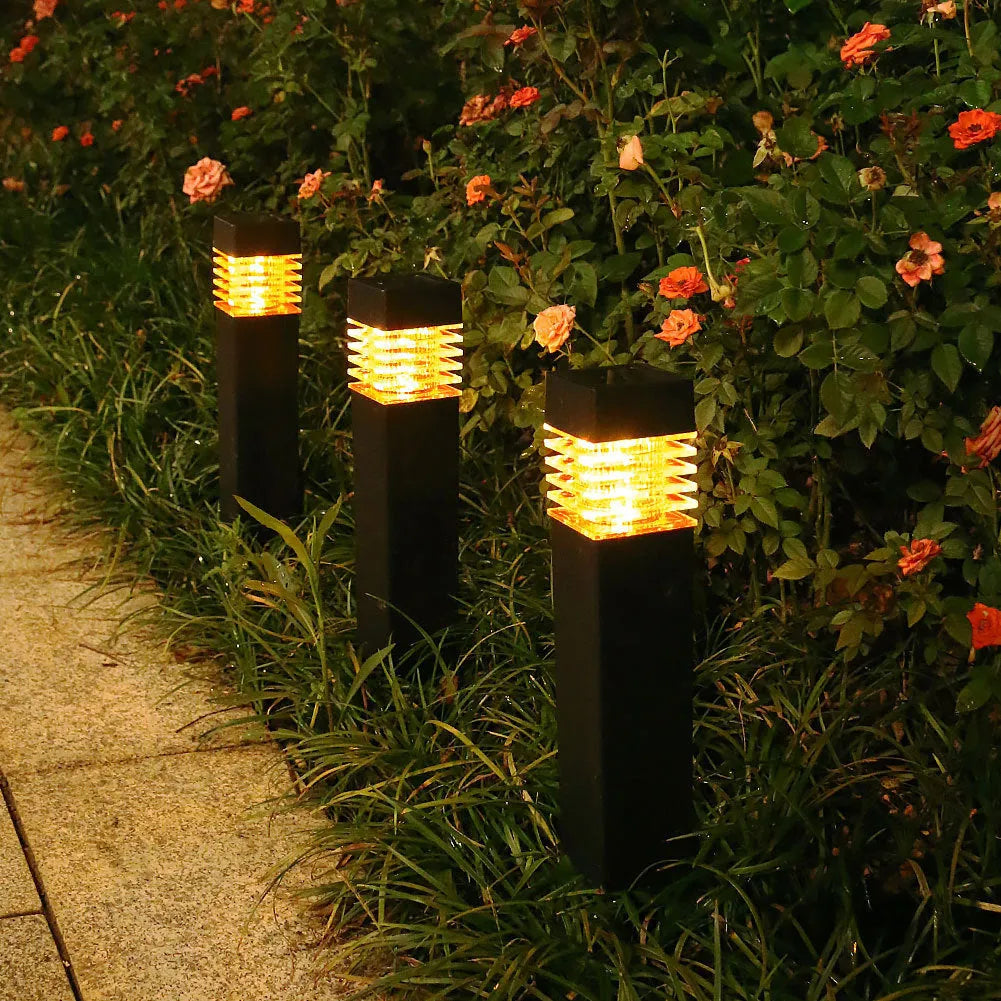 Solar lawn ground lamp with cuboid shape for garden pathway lighting