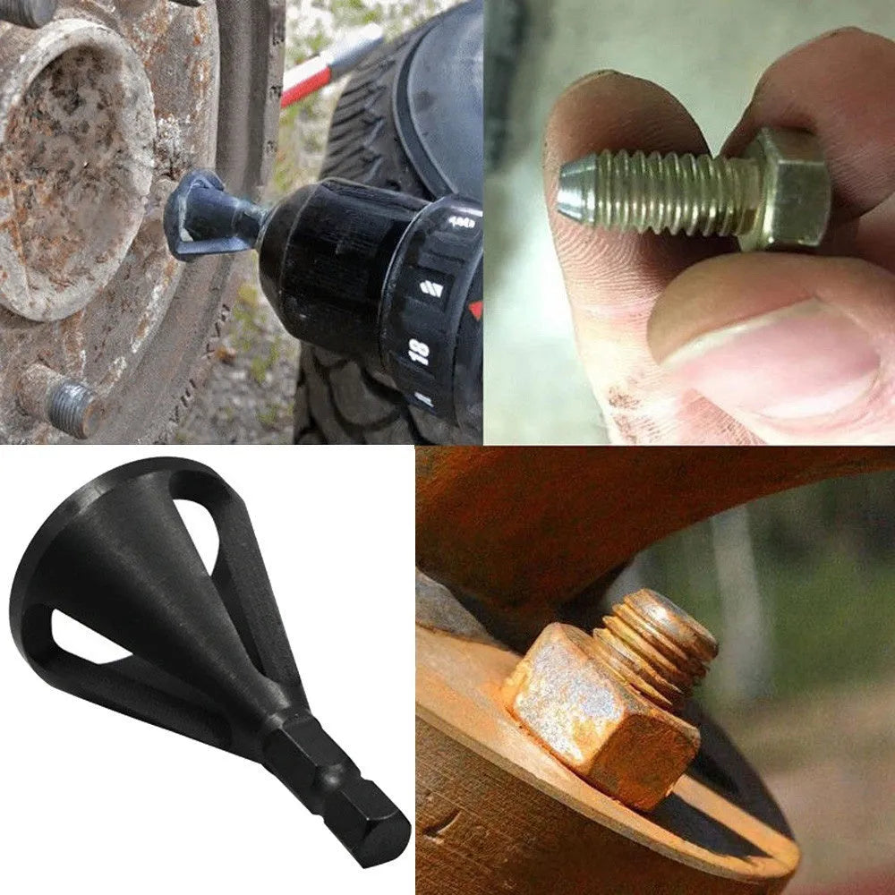 High-speed steel hexagonal three-groove deburring drill bit for screw head edging and trimming, black finish