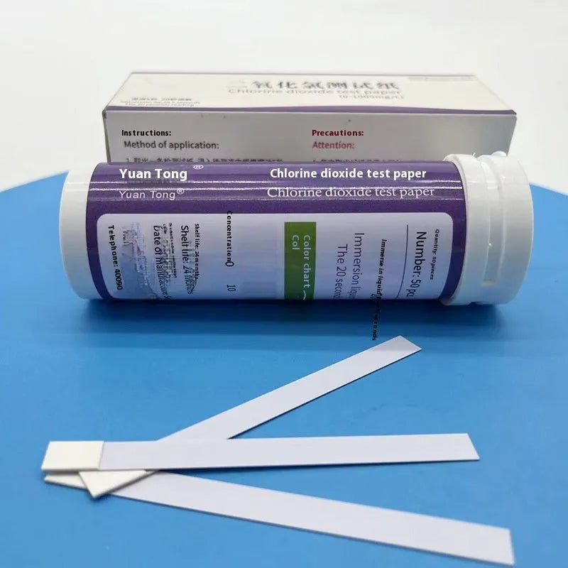 Bottle of 50 chlorine dioxide test papers for waste water concentration detection 0-1000mg/L