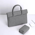 Portable PU leather laptop inner case in light grey, waterproof anti-theft, 12-16 inch size