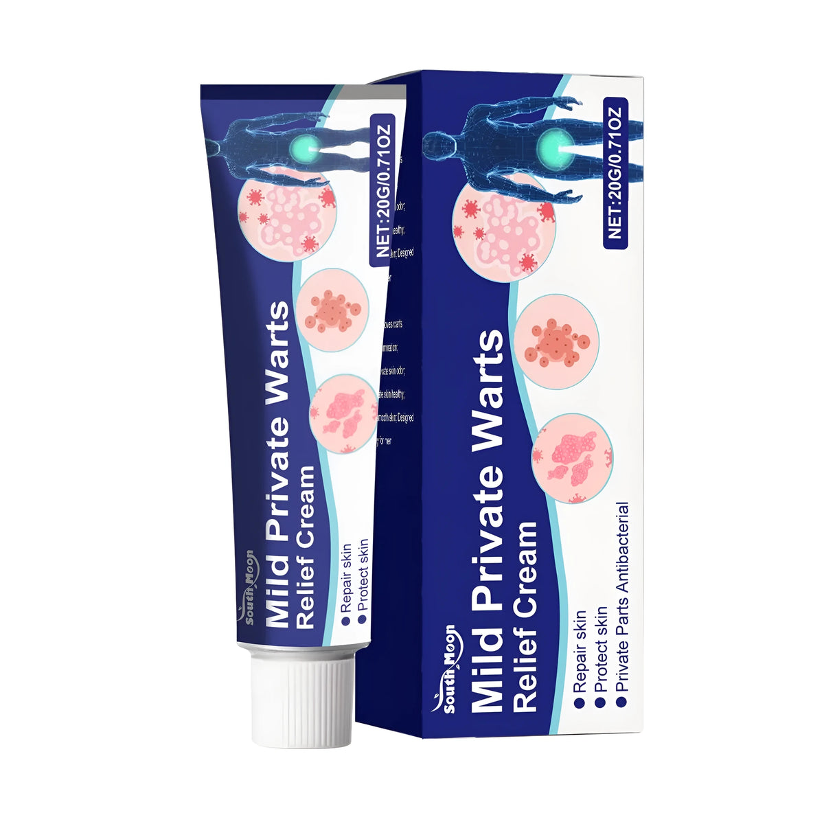 20g tube of warts relief cream with licorice and mint leaves ingredients