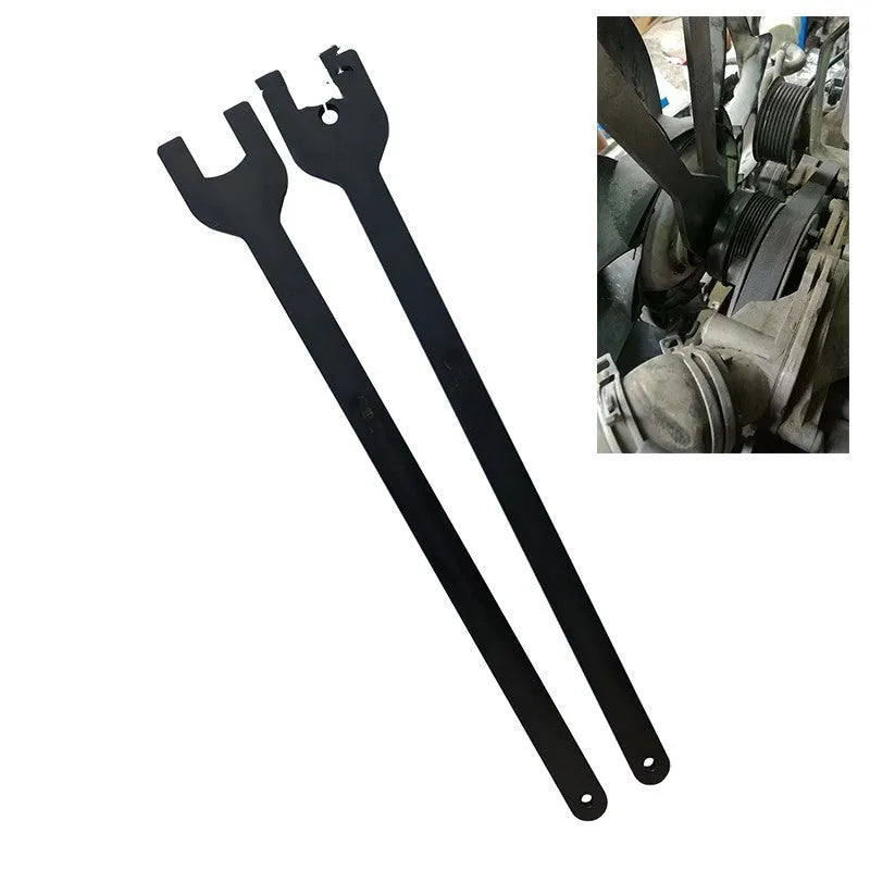 Two alloy steel Land Rover fan wrenches, sizes 36mm and 40mm, for mechanical repair.