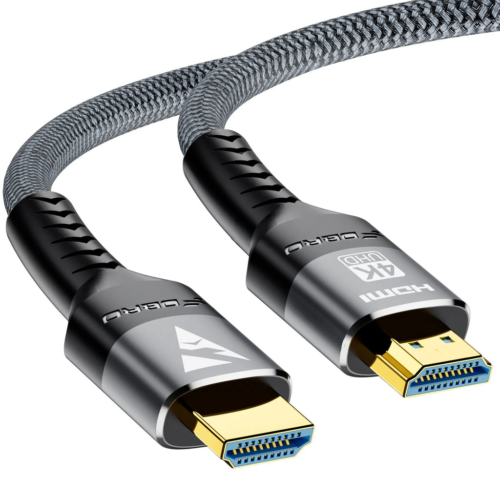FDBRO HDMI 2.0 knitted belt cable with gold-plated connectors in 1m length on a white background