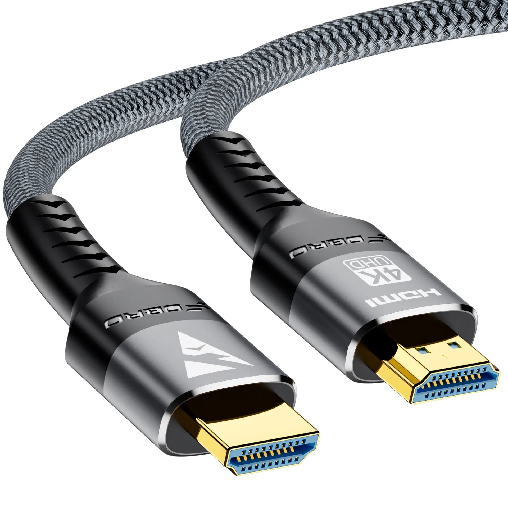 FDBRO HDMI 2.0 knitted belt cable with gold-plated connectors in 1m length on a white background
