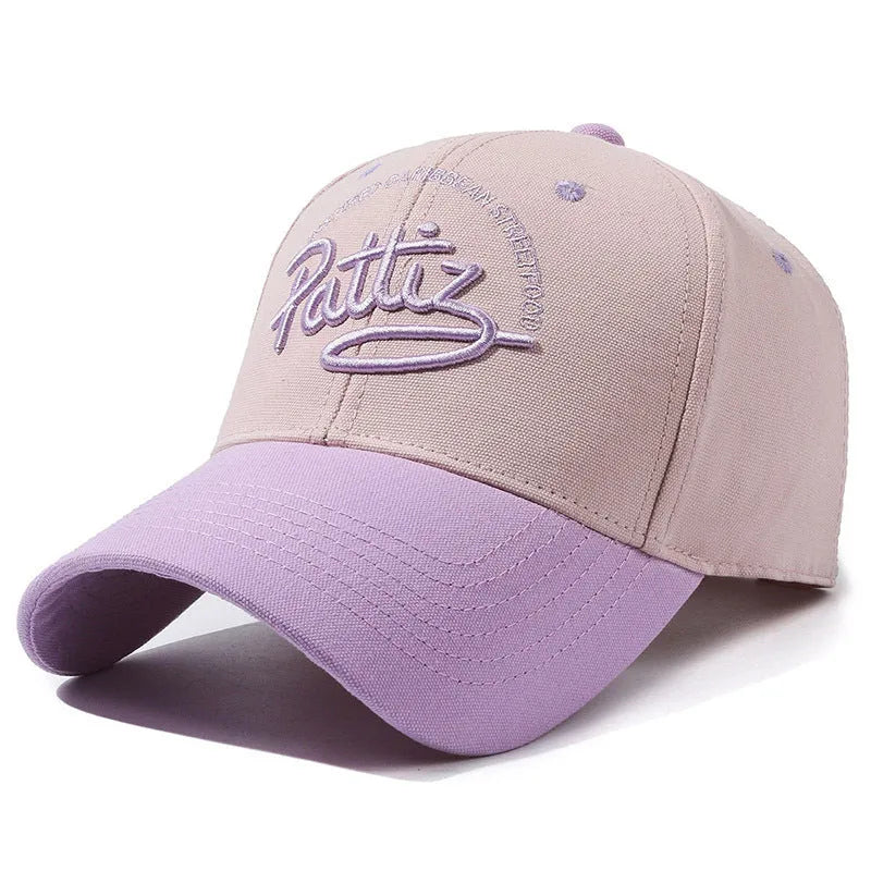 Cotton dome crown adjustable cap with English letter design in khaki colour