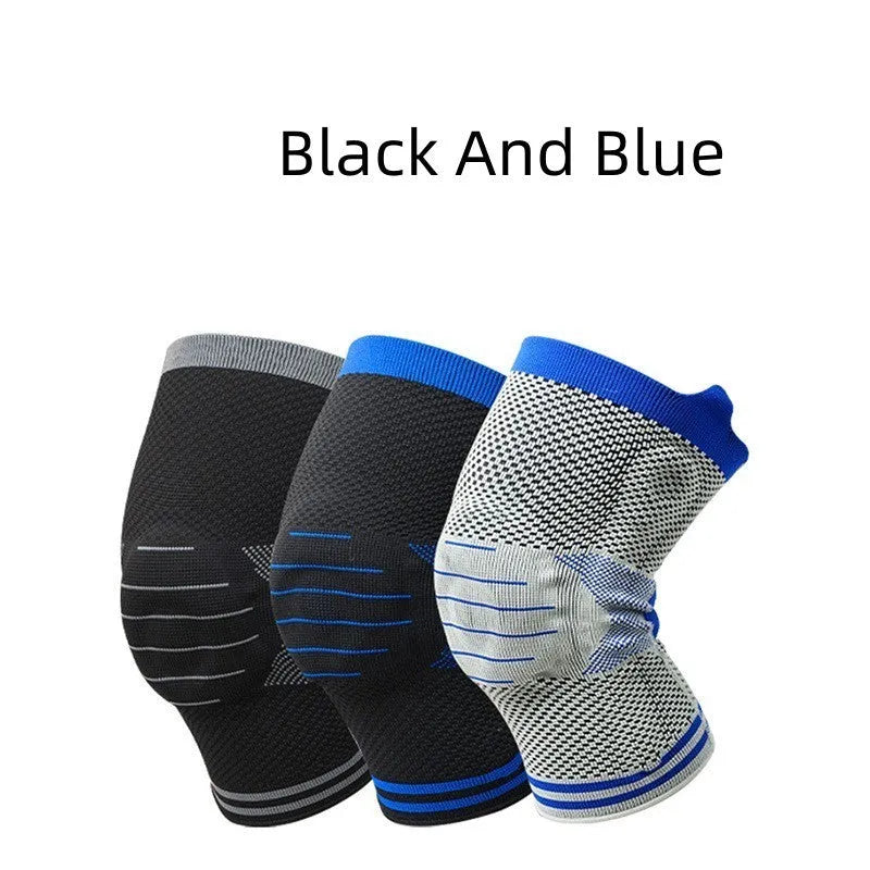 A single black and grey cotton knee pad featuring a central silicone shock absorber bar.