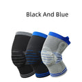 A single black and grey cotton knee pad featuring a central silicone shock absorber bar.