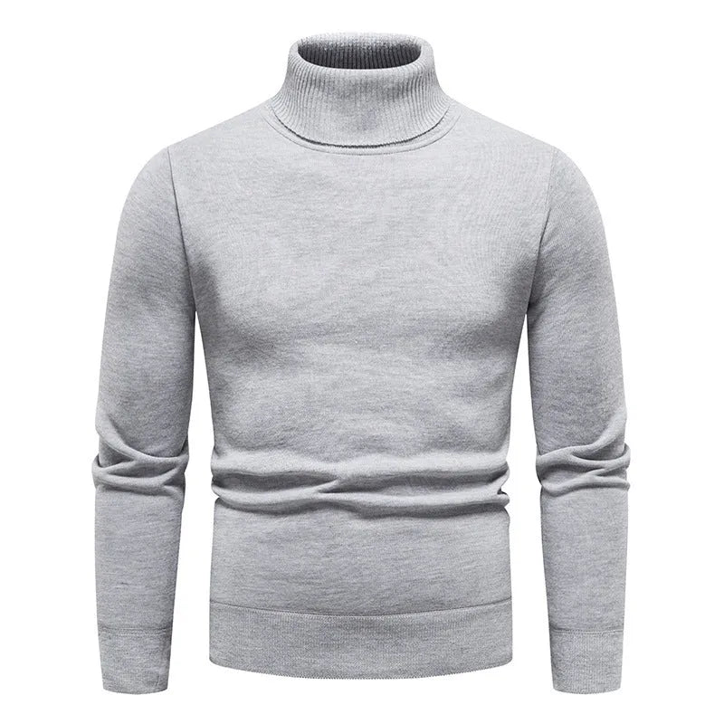 Men's fleece-lined turtleneck sweater in viscose blend, straight pullover, available in nine colours and sizes M to 4XL