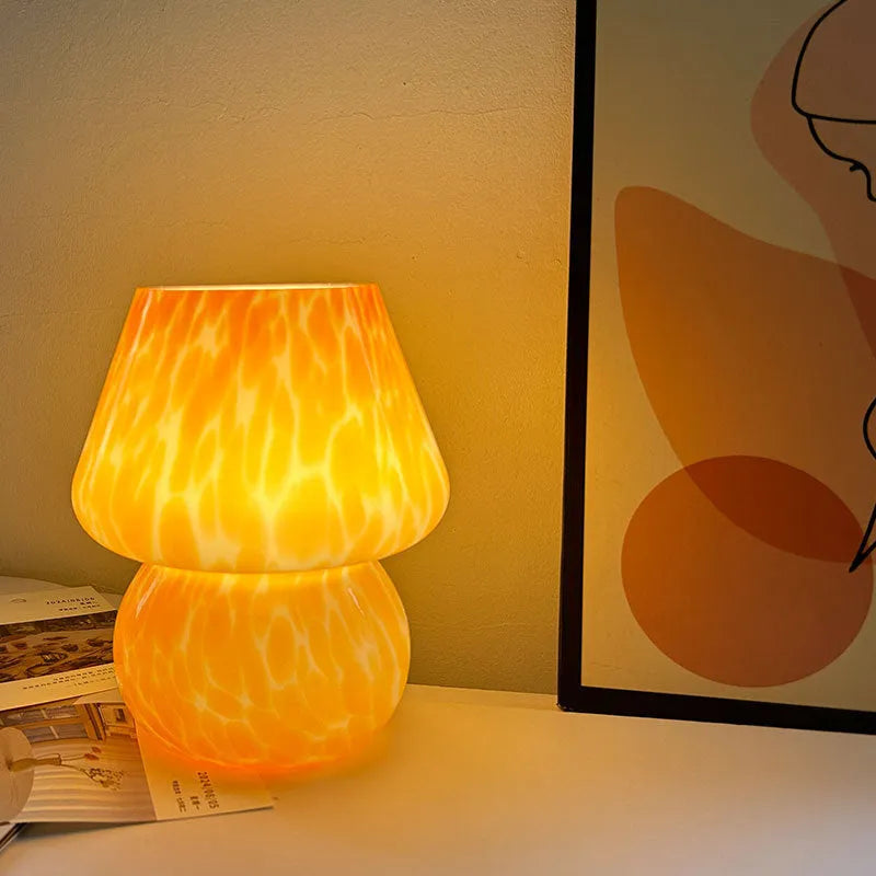 Creative mushroom lamp in cream style with modern simplicity design, low voltage bedside night light