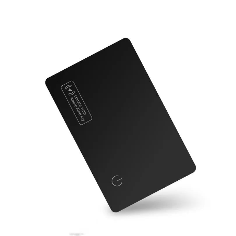 Ultra-thin black anti-loss card with 550mAh battery for Apple devices in a wallet
