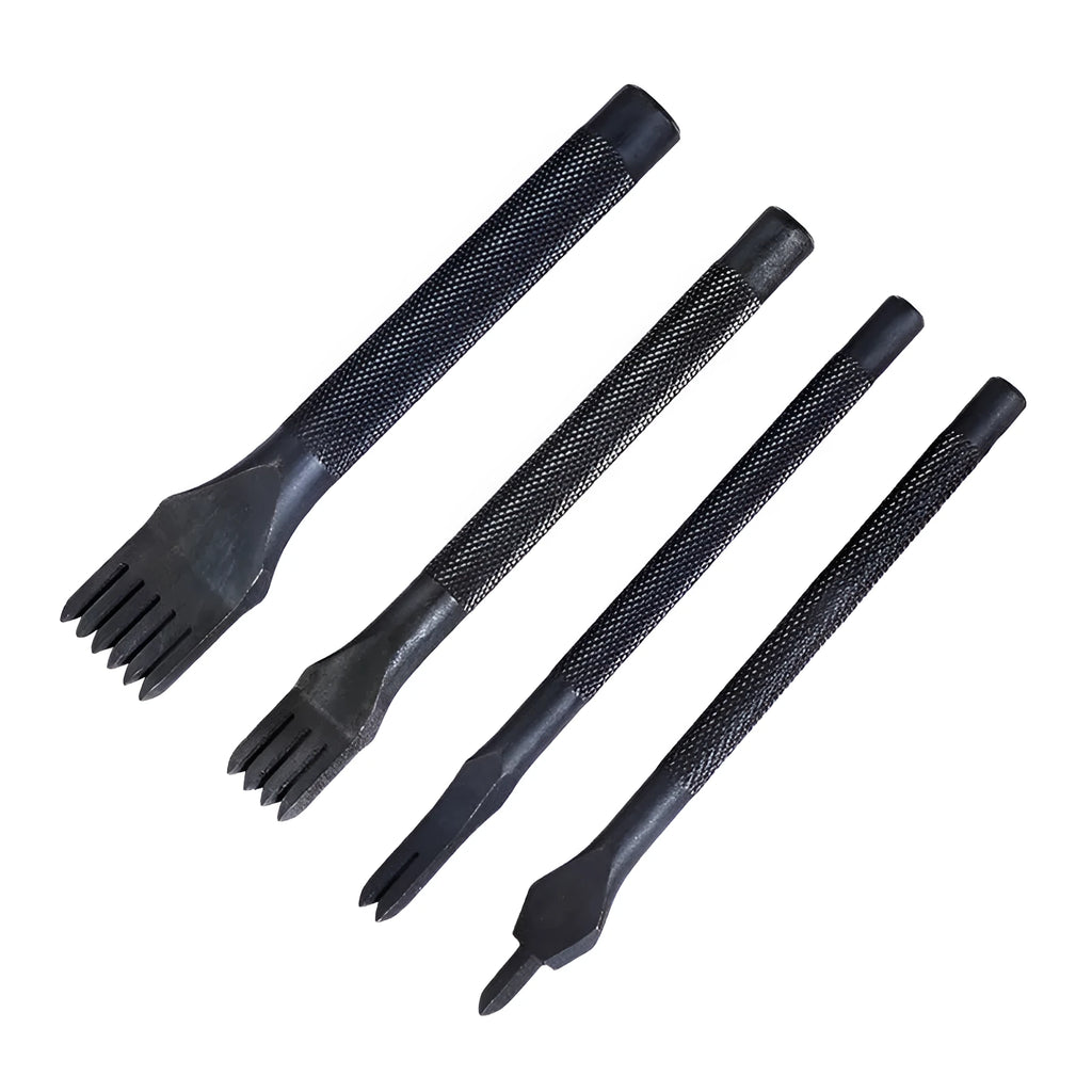 Black DIY leather punch tool with diamond teeth, 3mm pitch, 166g weight, PP bag packaging