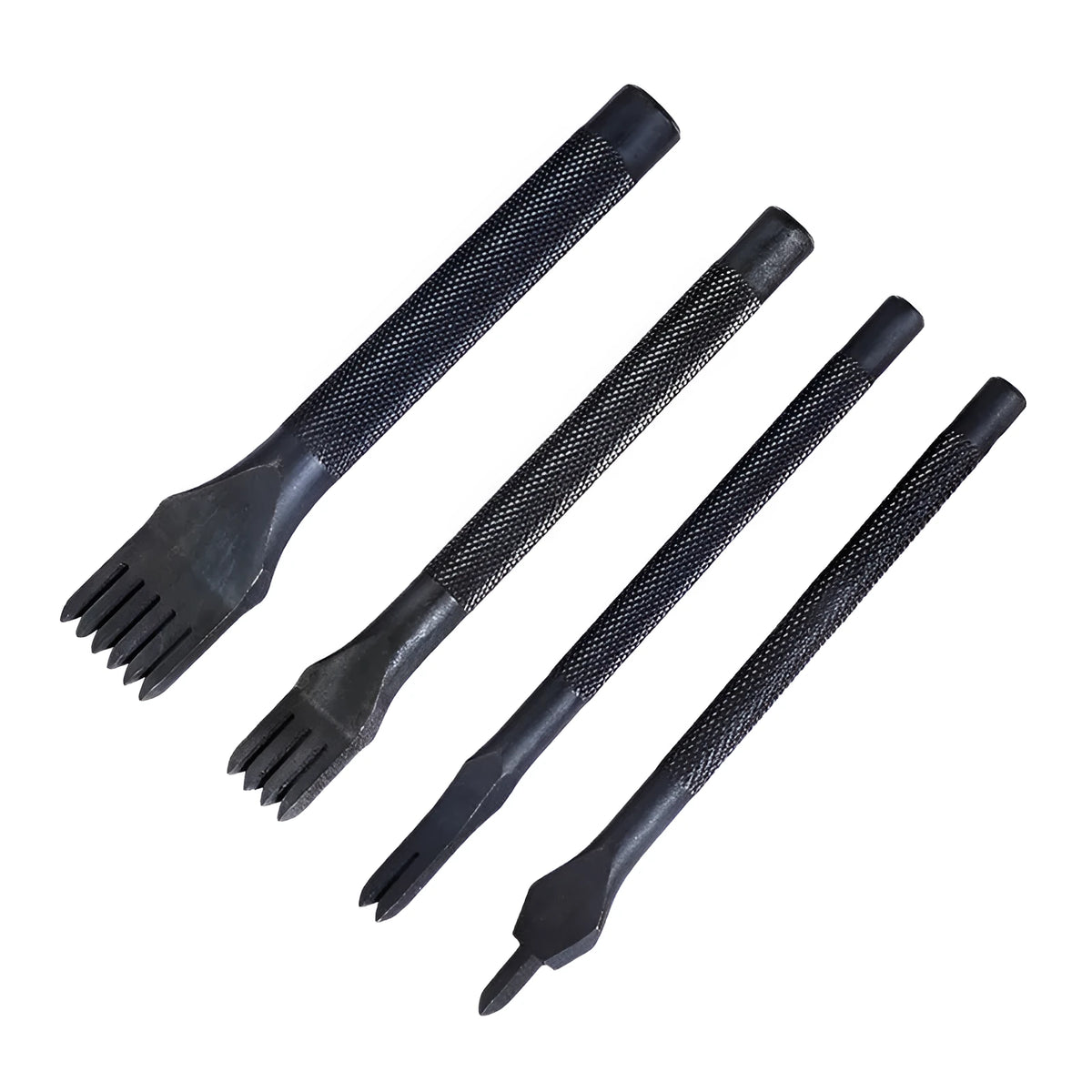 Black DIY leather punch tool with diamond teeth, 3mm pitch, 166g weight, PP bag packaging