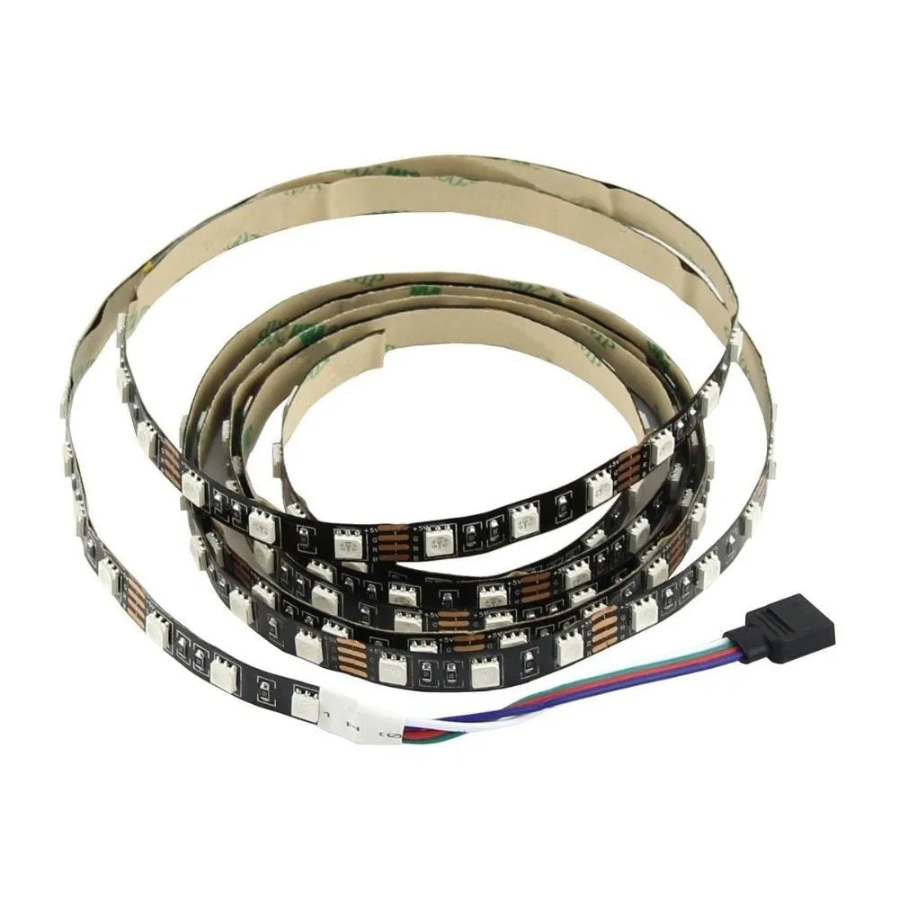 USB LED light strip with SMD5050 LEDs showing white illumination along 1 metre flexible strip with USB cable