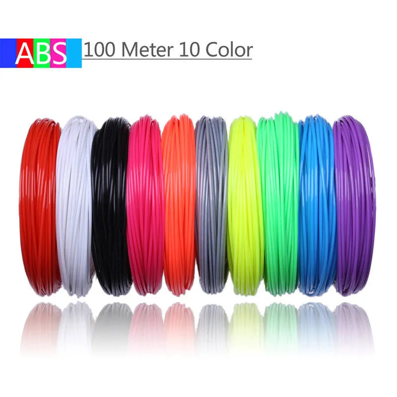 Multicolour ABS and PLA filament strips for 3D printing pen, 20 colours in self-sealing bag