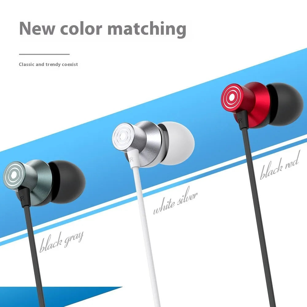 Type-C stereo wired earphones with 1.2m cable, available in black, white and red