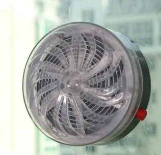 Solar mosquito killer with blue plasma light, plastic circular body, suction pads and LED bulbs, L10 x H10 x D5cm.