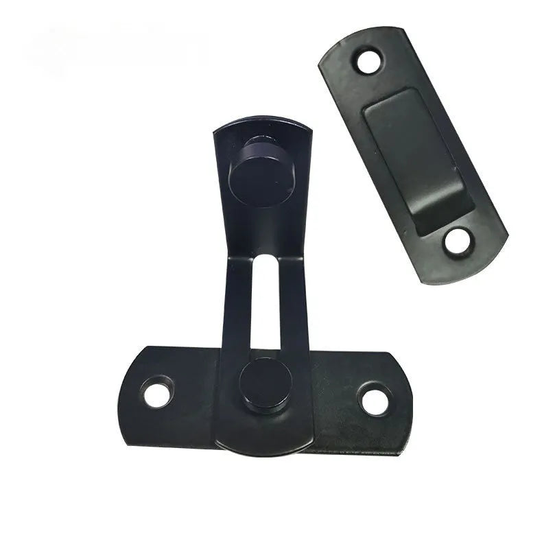 Warehouse hook lock for sliding barn doors in black carbon steel or stainless steel