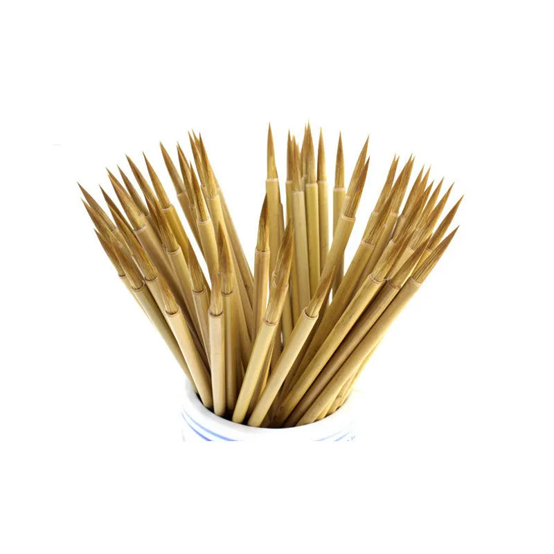 Langhao wolf hair calligraphy brush with a hooked wire nib for line art.