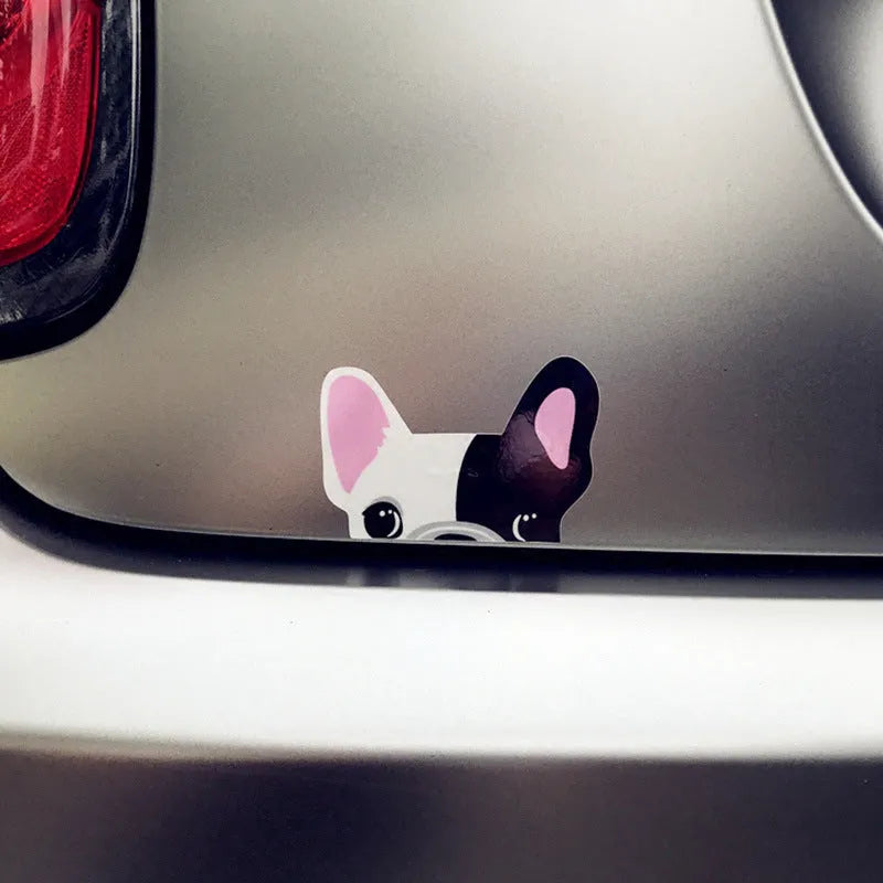 10 pcs bulldog sticker set, pet reflective material, 11cm by 7cm, strong adhesion, puppy pattern, colours A B C