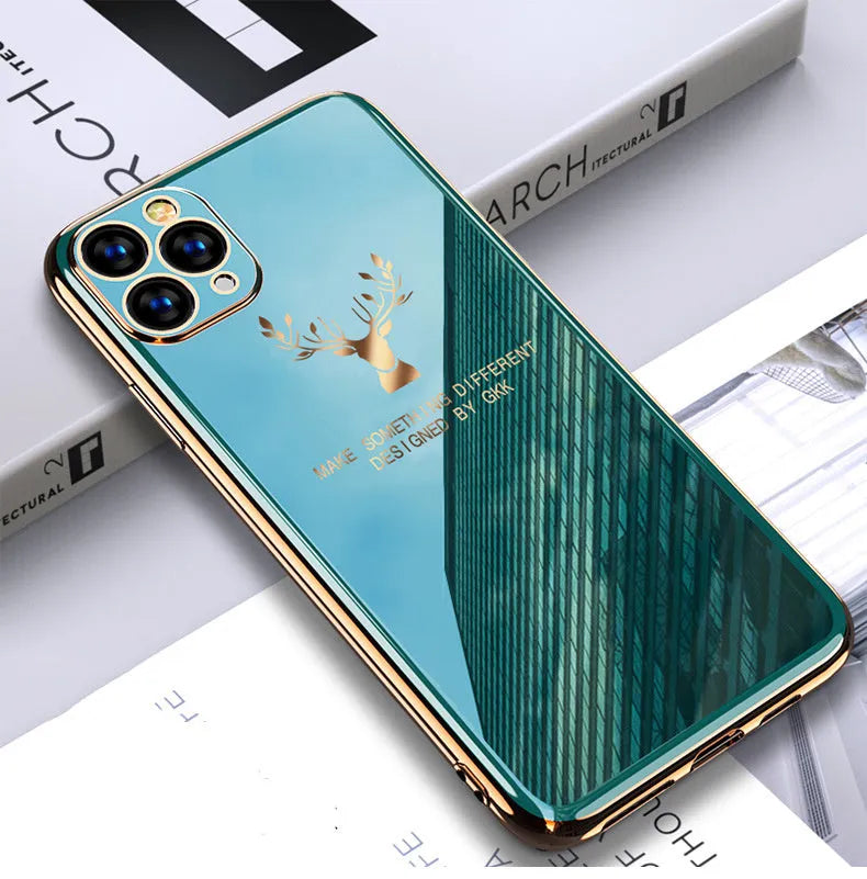 Simple solid black full lens TPU protective case for various iPhone models on a white background.