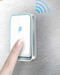 White wireless doorbell button and plug-in receiver with 150m range and four volume levels