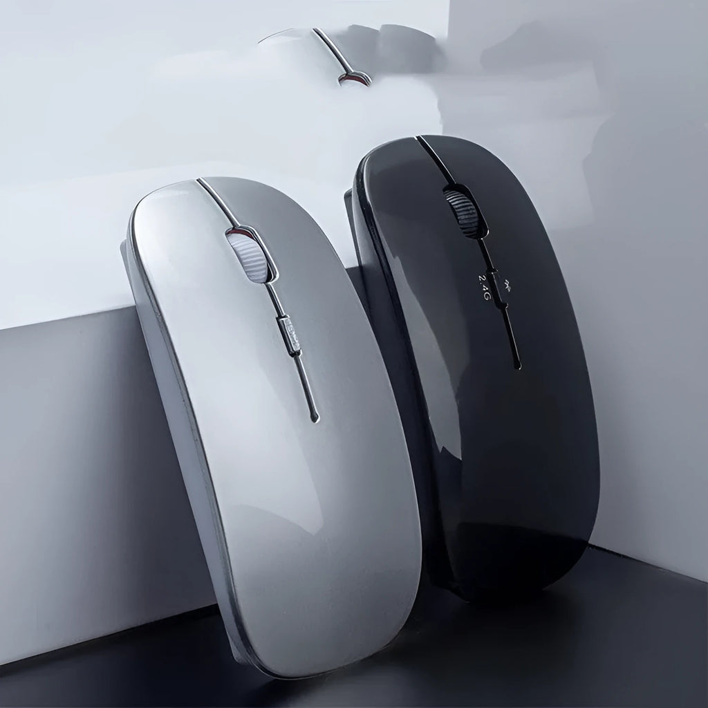 Wireless Bluetooth dual mode slim mouse in white, 1200 DPI, with three buttons and four-way roller