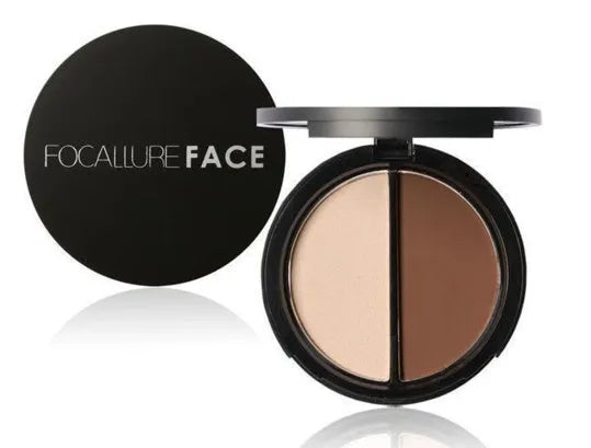 Bronzer and highlighter palette, 18 x 75 mm compact powder makeup in colour options 1, 2, and 3