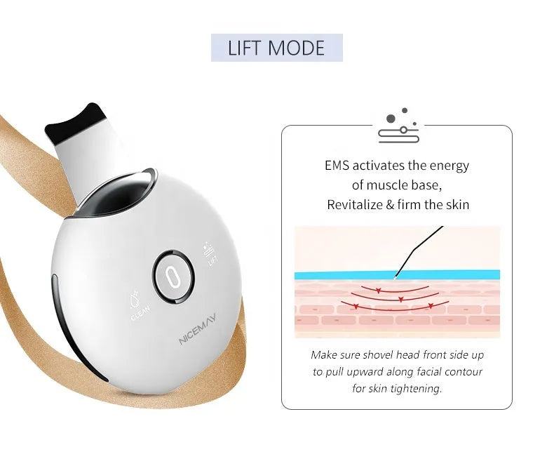 White ABS plastic palm sonic cleansing apparatus for blackhead and dead skin removal, model BJ-1809