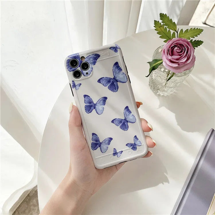 Purple butterfly phone case cover in IMD soft shell material for iPhone