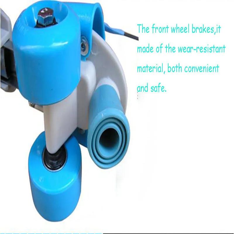 Double row adjustable roller skates for children with ABS frame and PUU wheels, blue colour