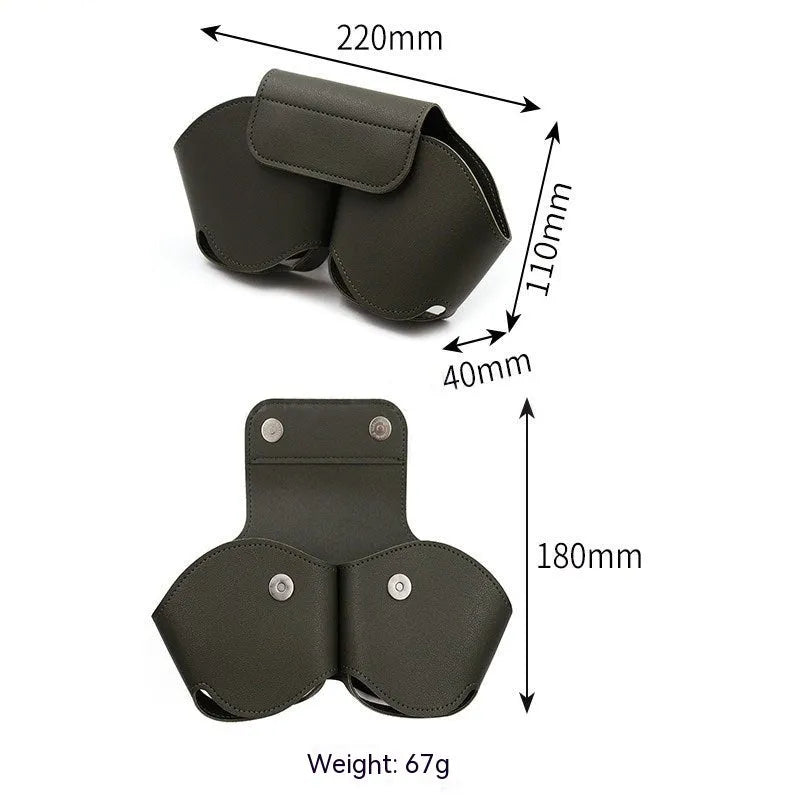 Black PU leather protective case for AirPods Max headphones with the lid open, showing internal sleeves.
