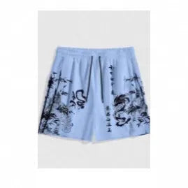 Men's loose fit micro elastic acetate fibre summer shorts in YN1409 style, front view, on display