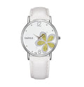 Korean fashion quartz watch for women with four-leaf clover glass dial and soft strap in multiple colours