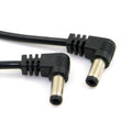 Black 90-degree double bend DC power extension cable 60cm long with copper wire and tuning fork port