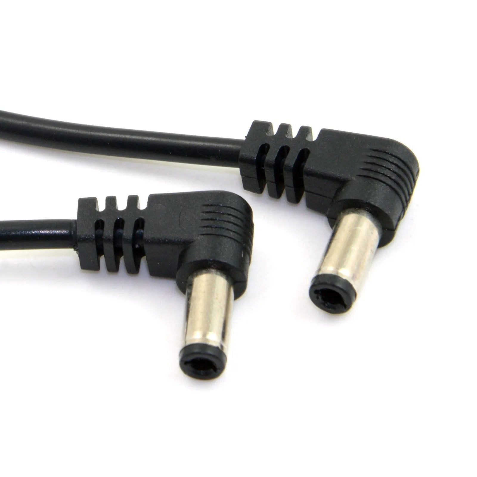 Black 90-degree double bend DC power extension cable 60cm long with copper wire and tuning fork port