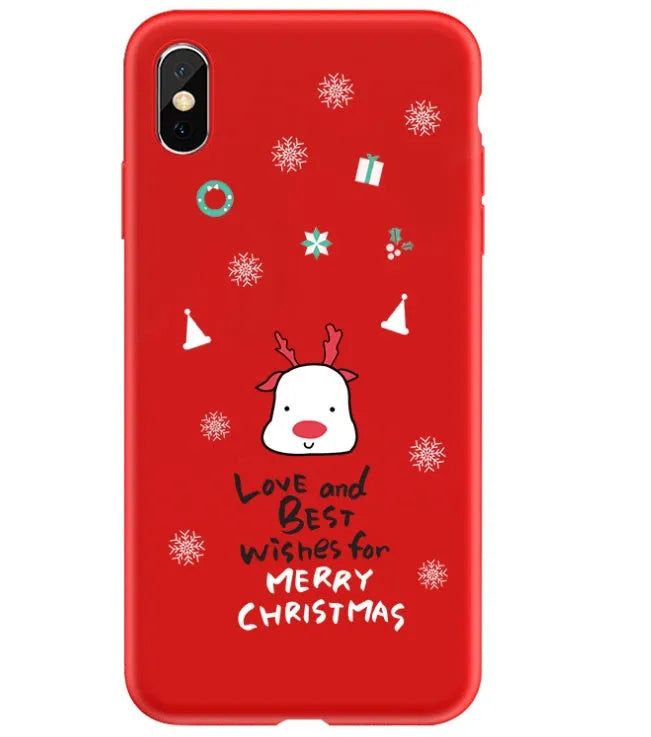 Christmas-themed painted back cover phone case for iPhone models 6 through XS Max showing festive holiday design