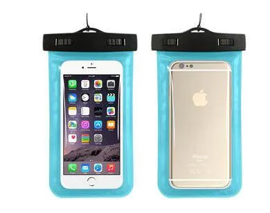 AQUA-ONE waterproof PVC phone pouch with clear touch screen, shown in blue colour