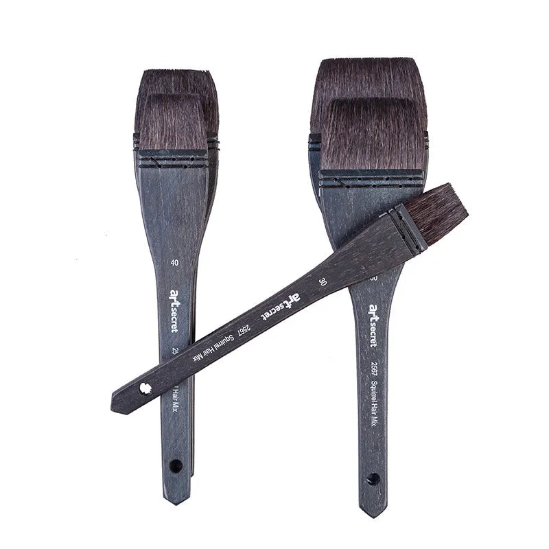 Grey squirrel hair art brush with wooden handle in various sizes for painting