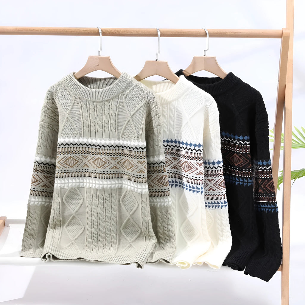 Men's mock neck sweater in beige gray and black, cotton blend, straight fit pullover, sizes M to 4XL