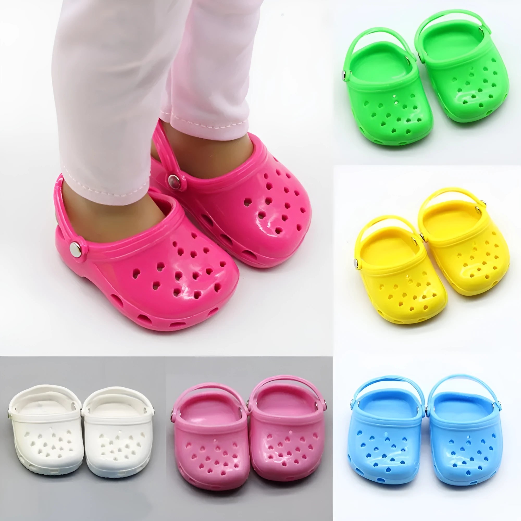 Plastic doll beach slippers fashion accessory for 1/3 scale dolls in blue, red, yellow, and green colour options